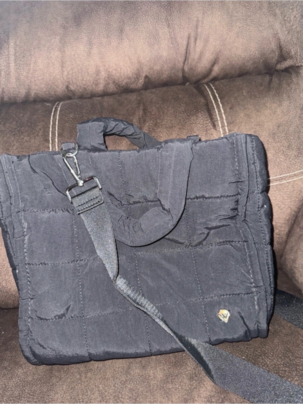 Black Quilted Men's Messenger Bag - West Bronco